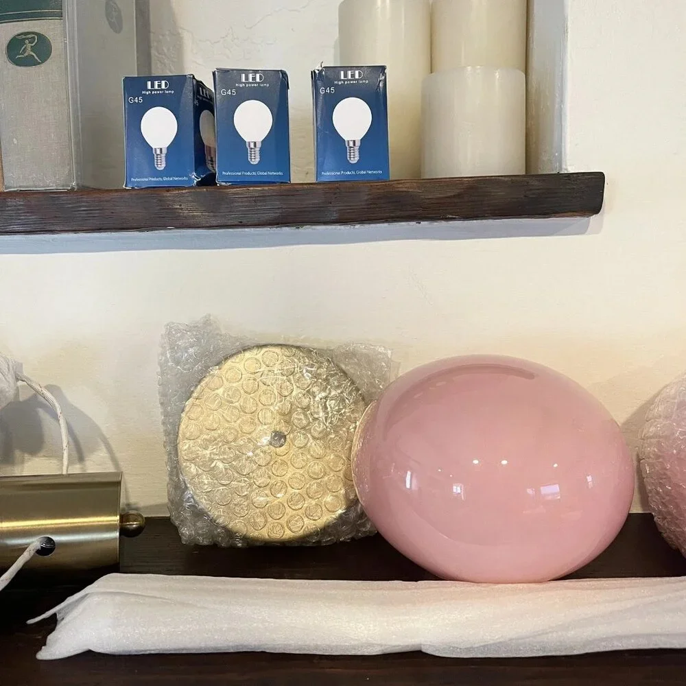 NEW Anthropologie Chandelier Retro Boho Pink Gold Pendant Light Ceiling Fixture